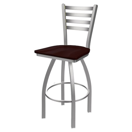 Holland Bar Stool Co 30" Swivel Bar Stool, SS Finish, Dark Cherry Oak Seat 41030SSDCOak